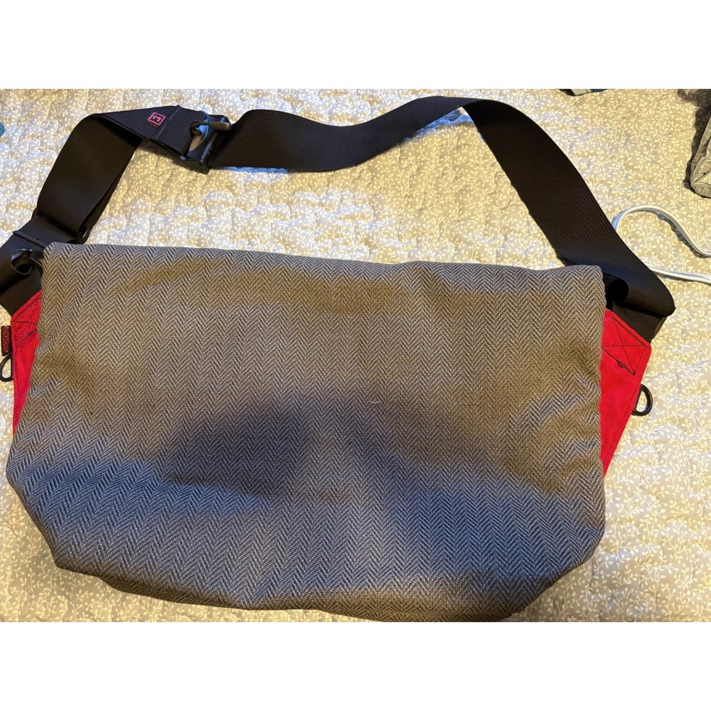 Rickshaw Bagworks Messenger Bag Unisex Large Grey Herringbone Good Commuter USA - Picture 2 of 8